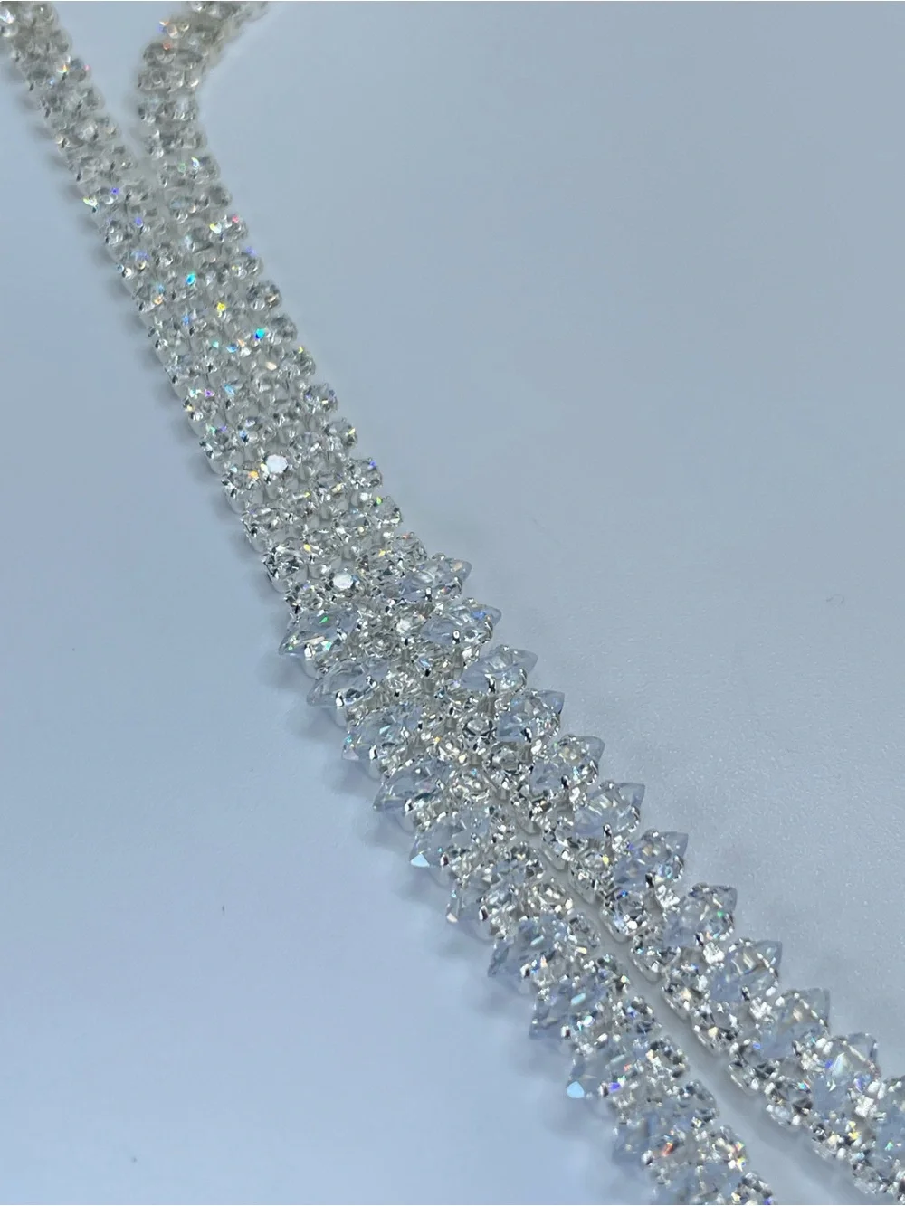 Swarovski Crystal Elements White Crystal Y Drop Bridal Tennis Necklace Art Deco